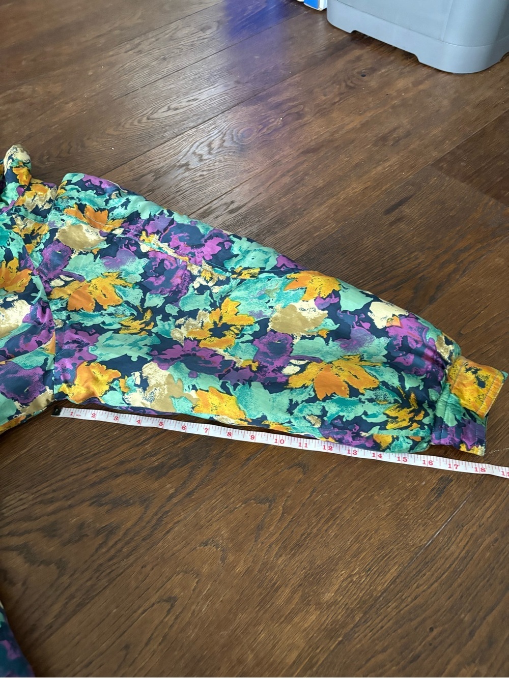 Vintage 100% Silk Rare Floral Utility Anorak Jacket in Green, Yellow & Purple - Picture 13 of 16
